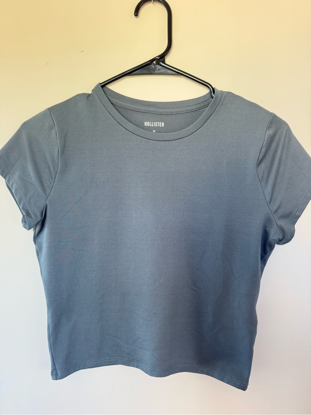 Hollister Slate Blue Short Sleeve Crewneck Crop Tee Size Medium M